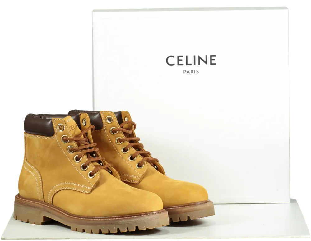 Celine Tan Kurt High Lace-up Boots with logo heel  EU 39 UK 6