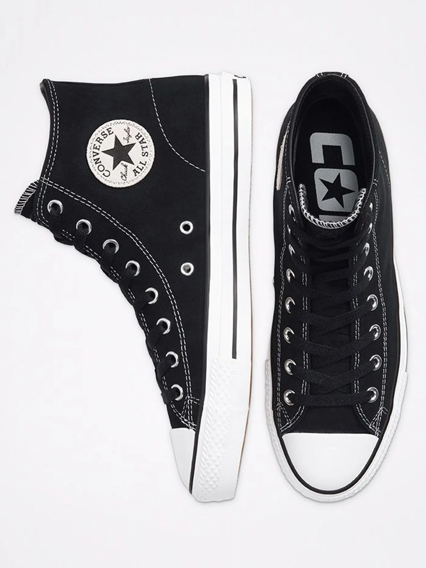 Chuck Taylor All Star Pro Suede Hi Black/Black/White Shoes