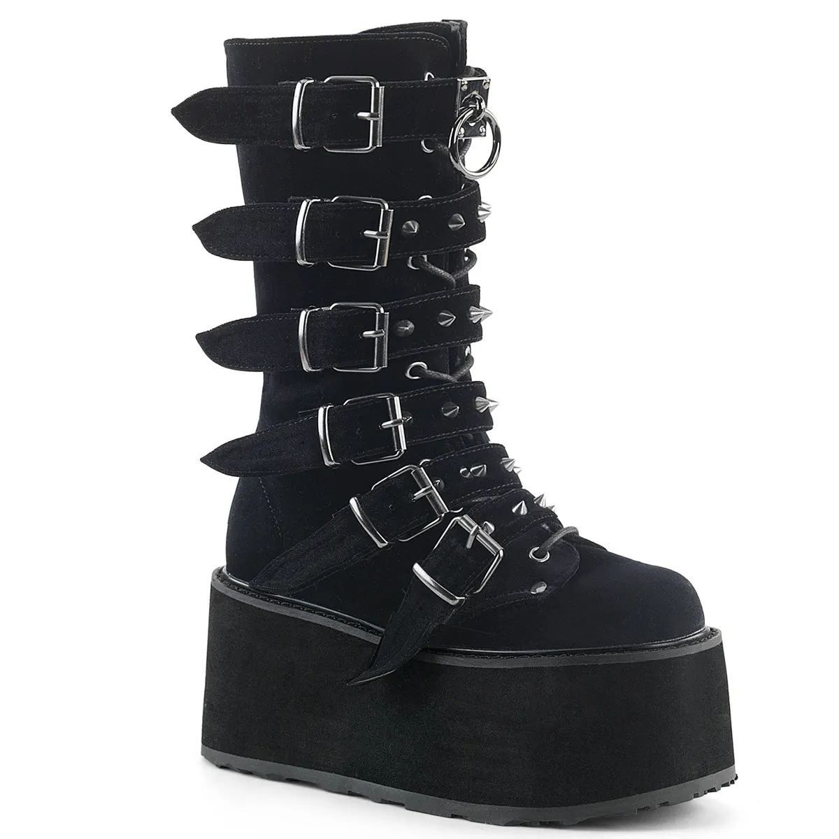 Demonia Damned-225 Studded Buckle Strap Boot