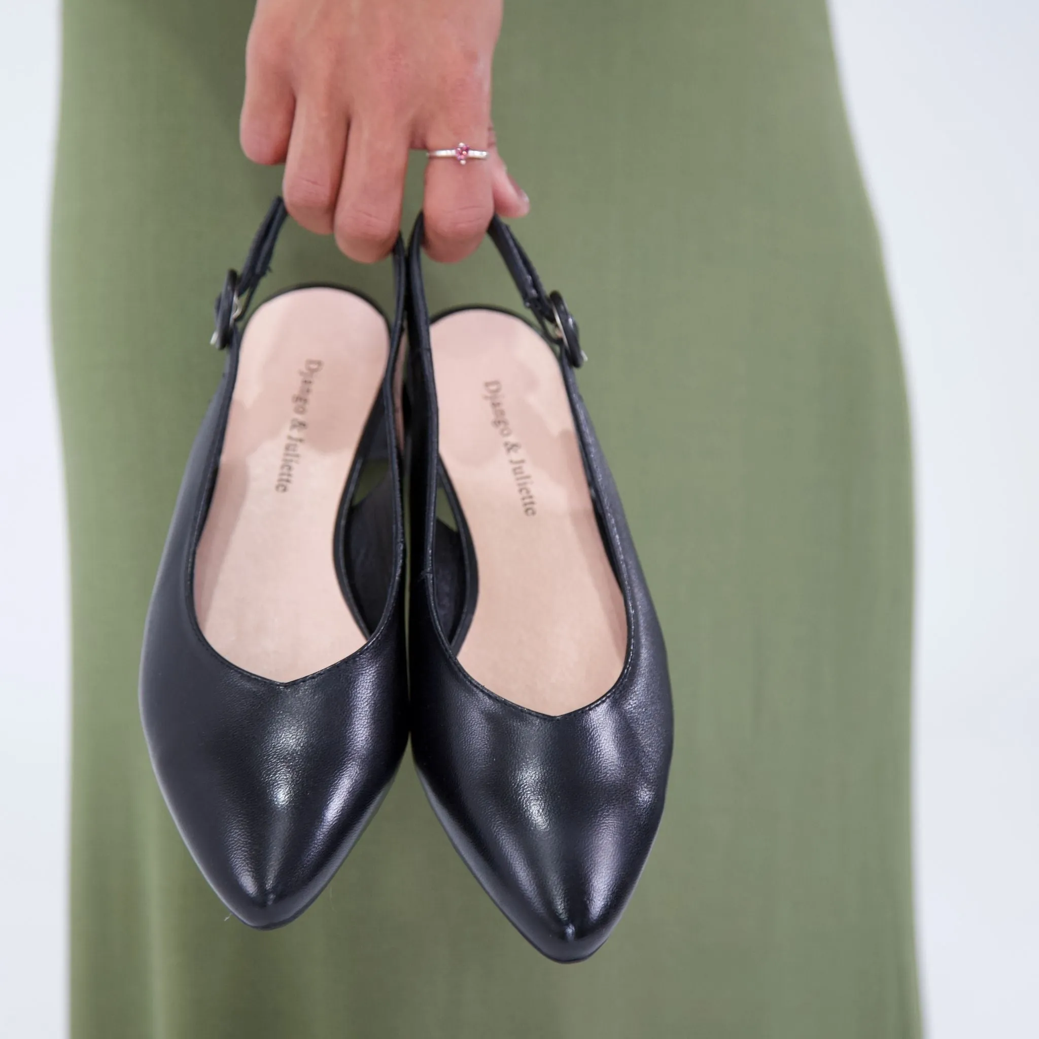 Fotini Black Leather Flats