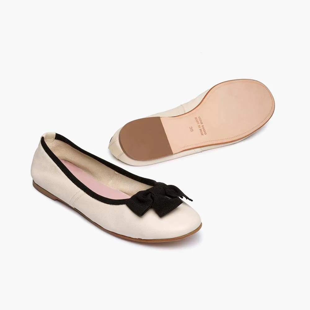 Grace Leather Ballet Flat - Beige