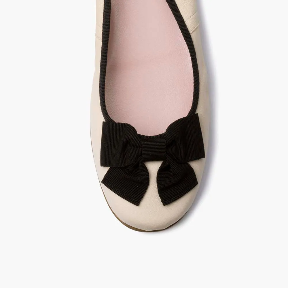 Grace Leather Ballet Flat - Beige