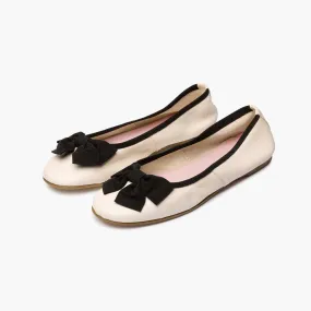 Grace Leather Ballet Flat - Beige