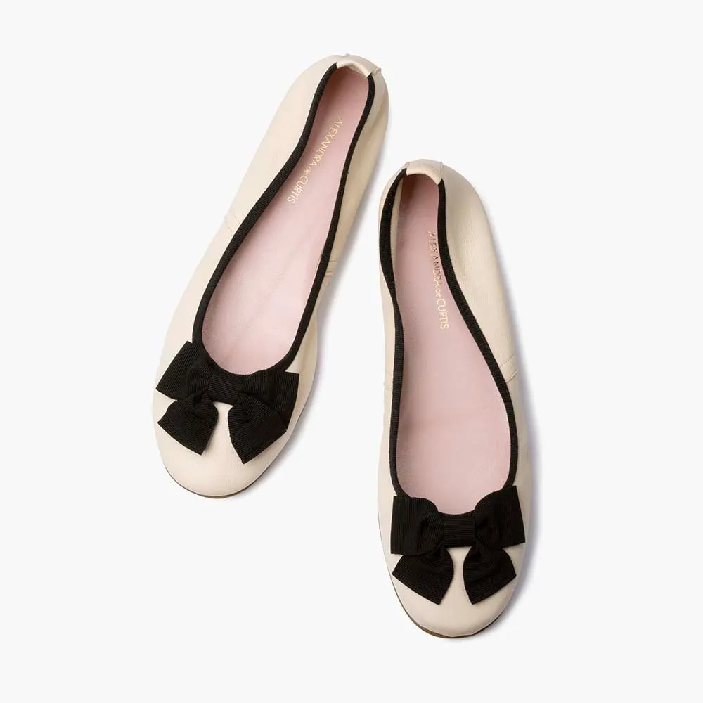 Grace Leather Ballet Flat - Beige