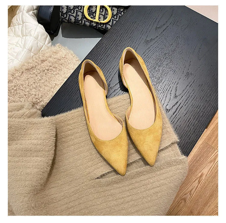 Hnzxzm Spring Summer Shoes Women Flats Pointed toe Office Lady Boat Shoes Soft Woman Single Shoes Plus Size 42 A4892