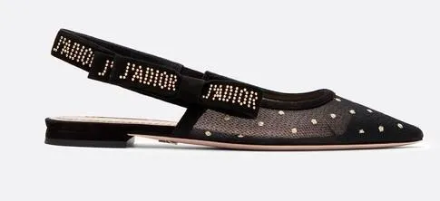 J'Adior Ballet Pump in Gold Tone dotted Swiss