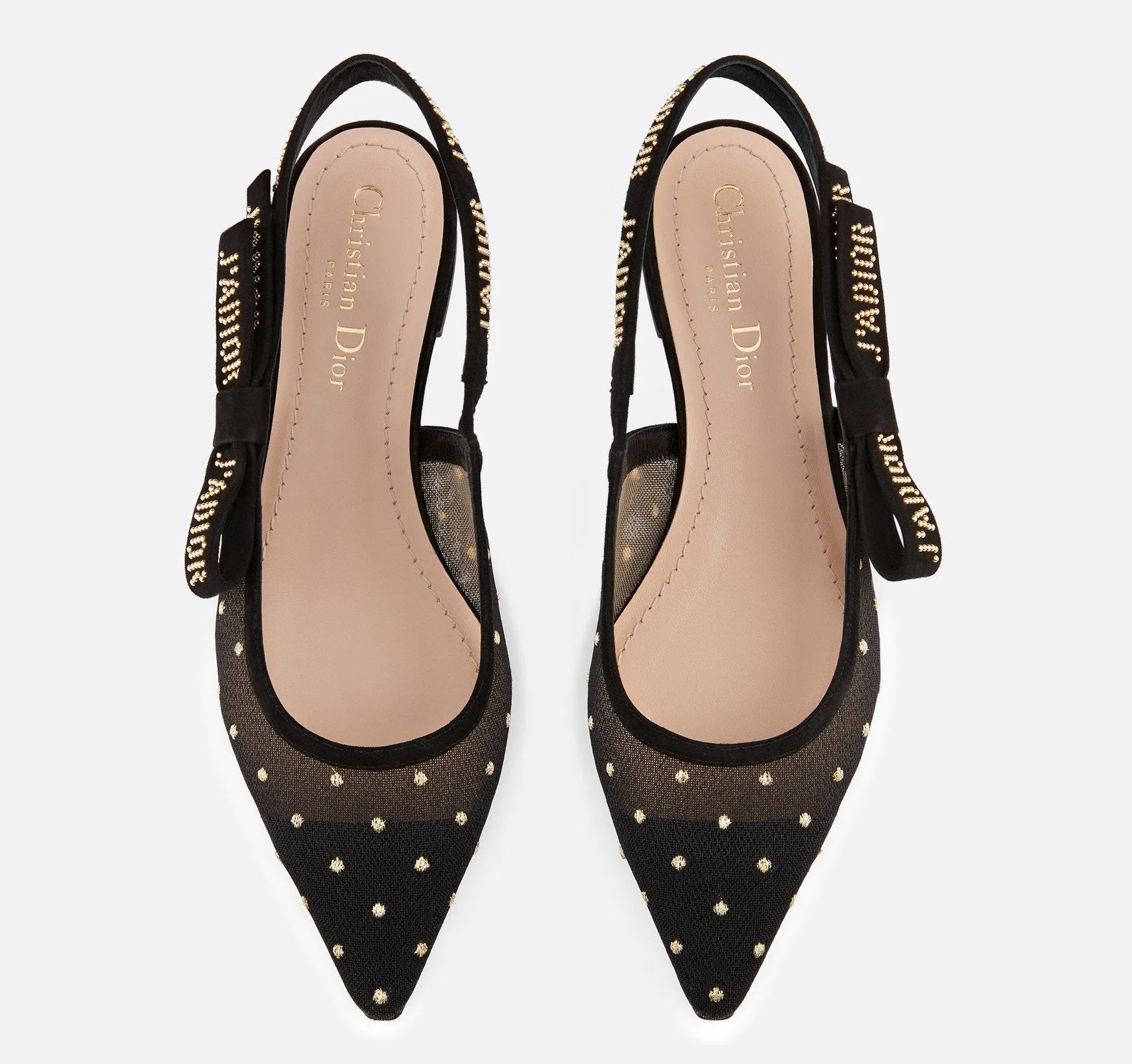 J'Adior Ballet Pump in Gold Tone dotted Swiss