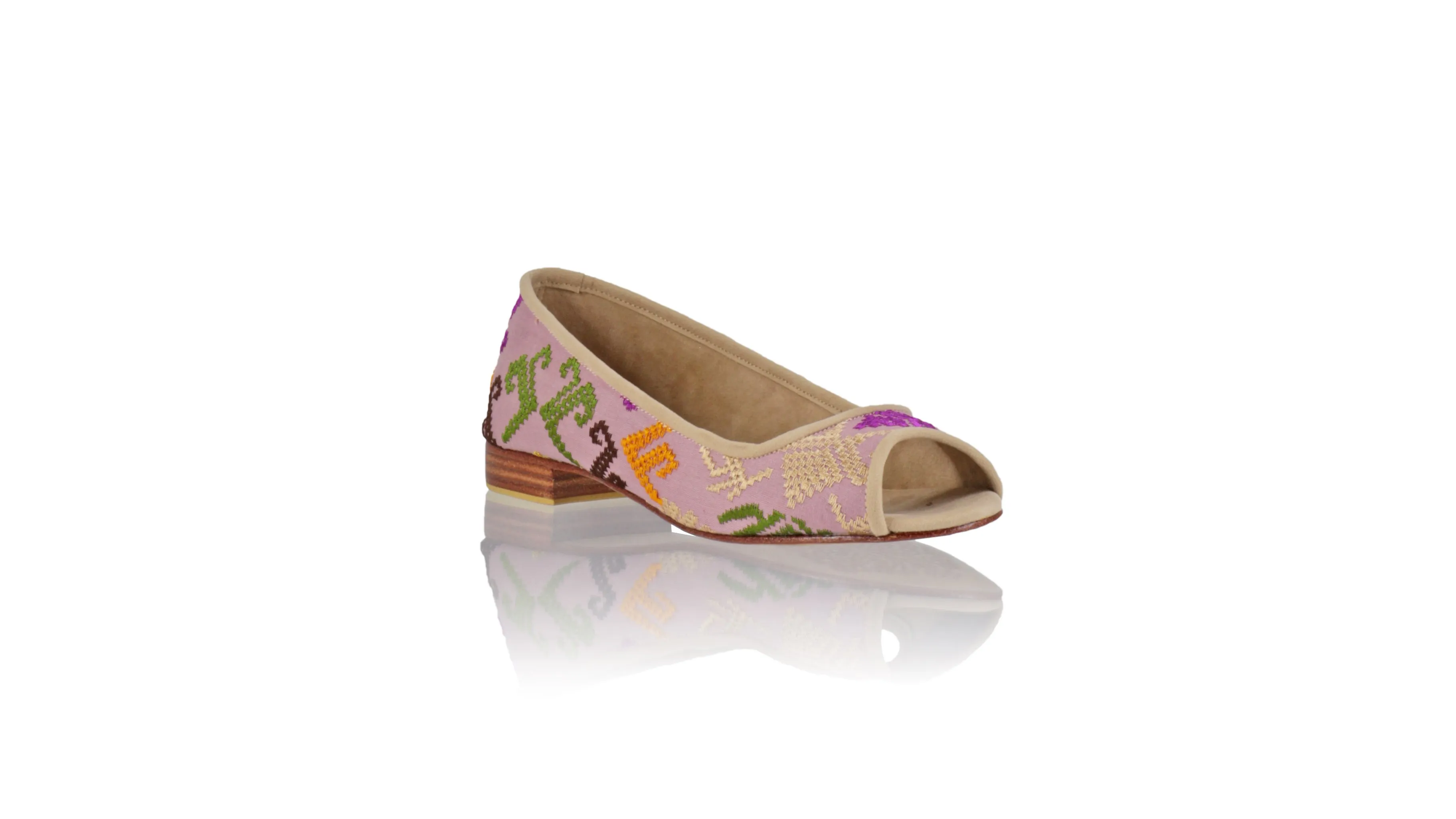 Kate Peeptoe 20mm Ballet - Lavender Songket