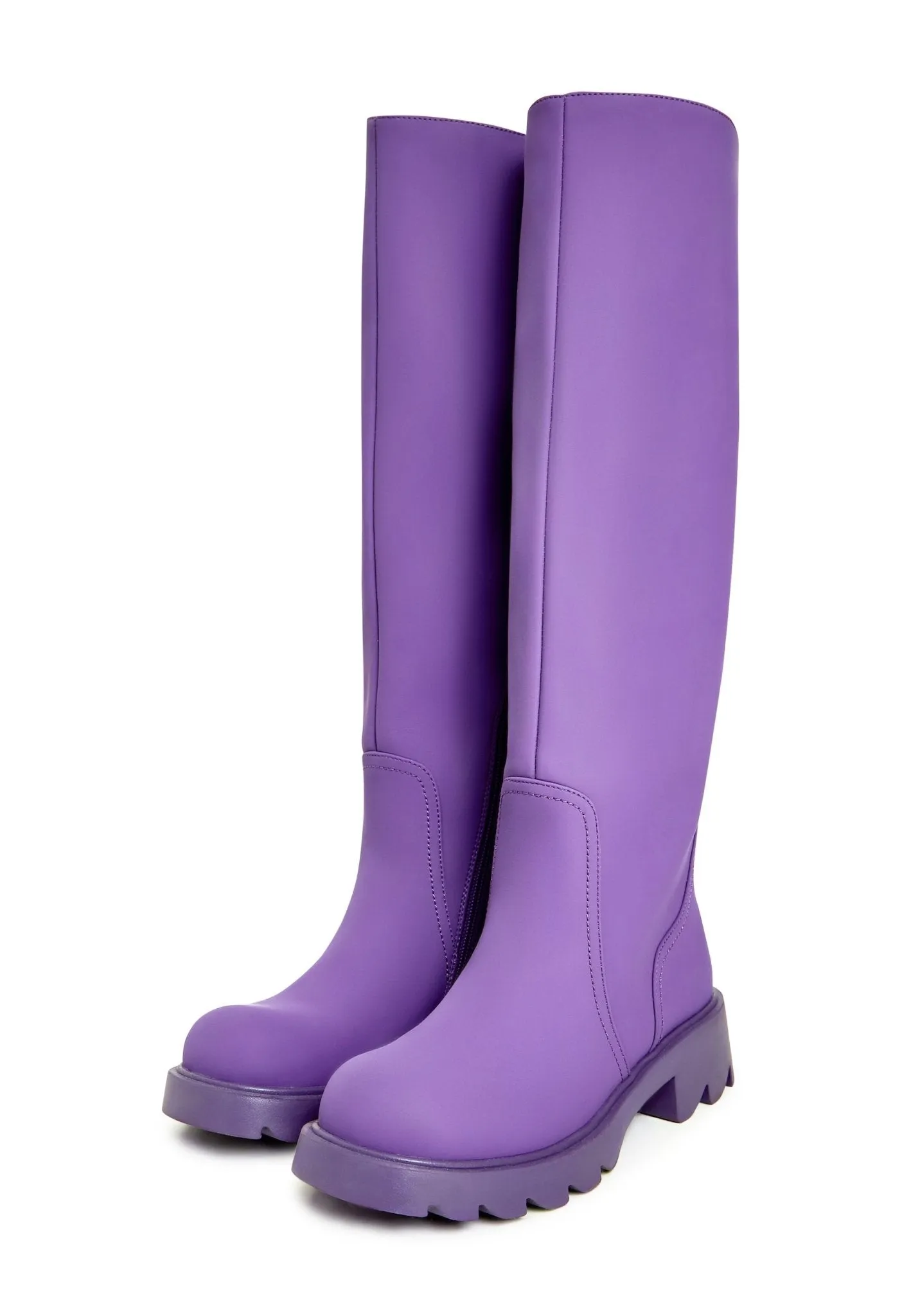 Knee-High Chunky Sole Boots - Purple