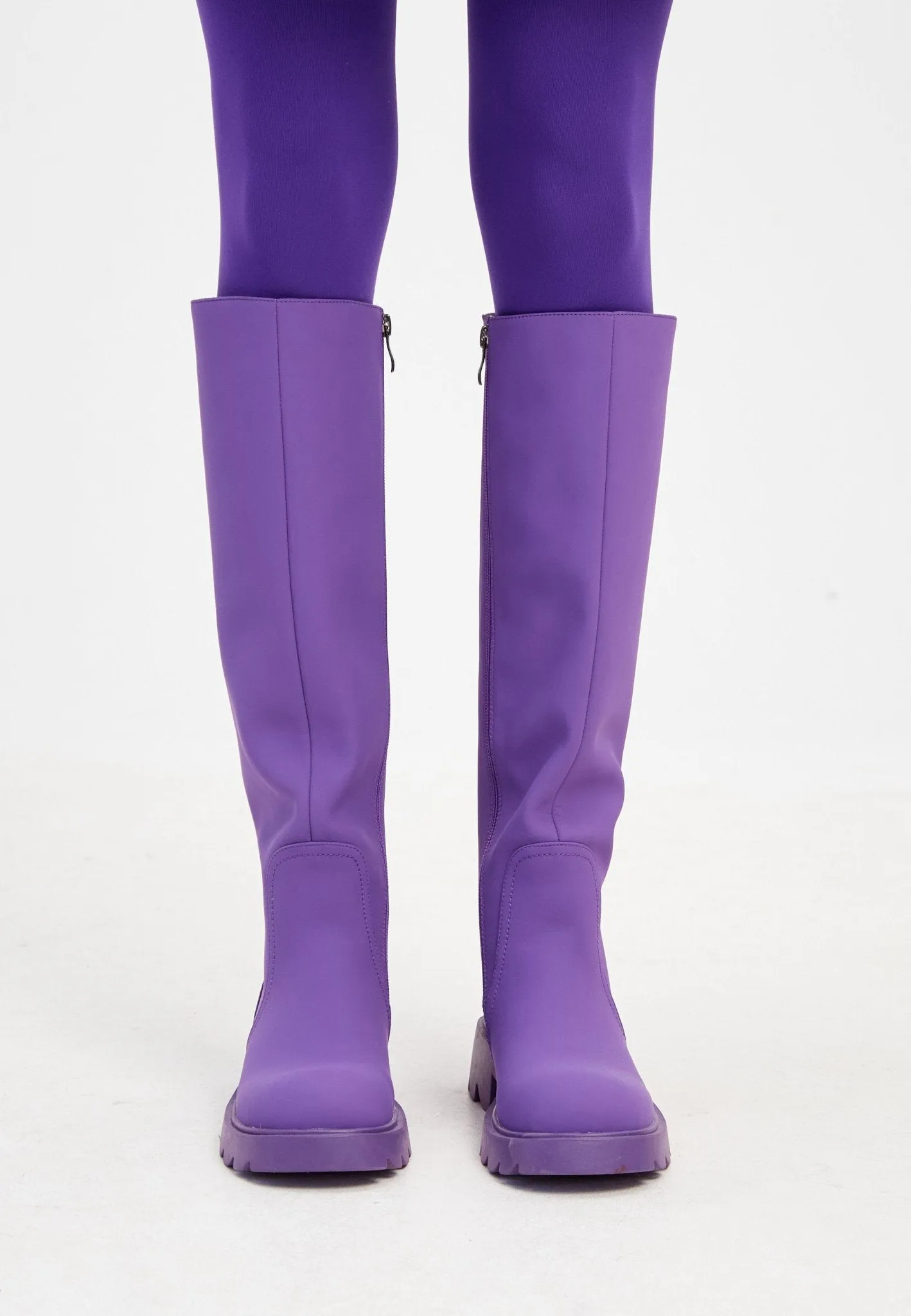 Knee-High Chunky Sole Boots - Purple