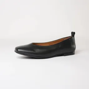 Mirri Black Leather Ballet Flats