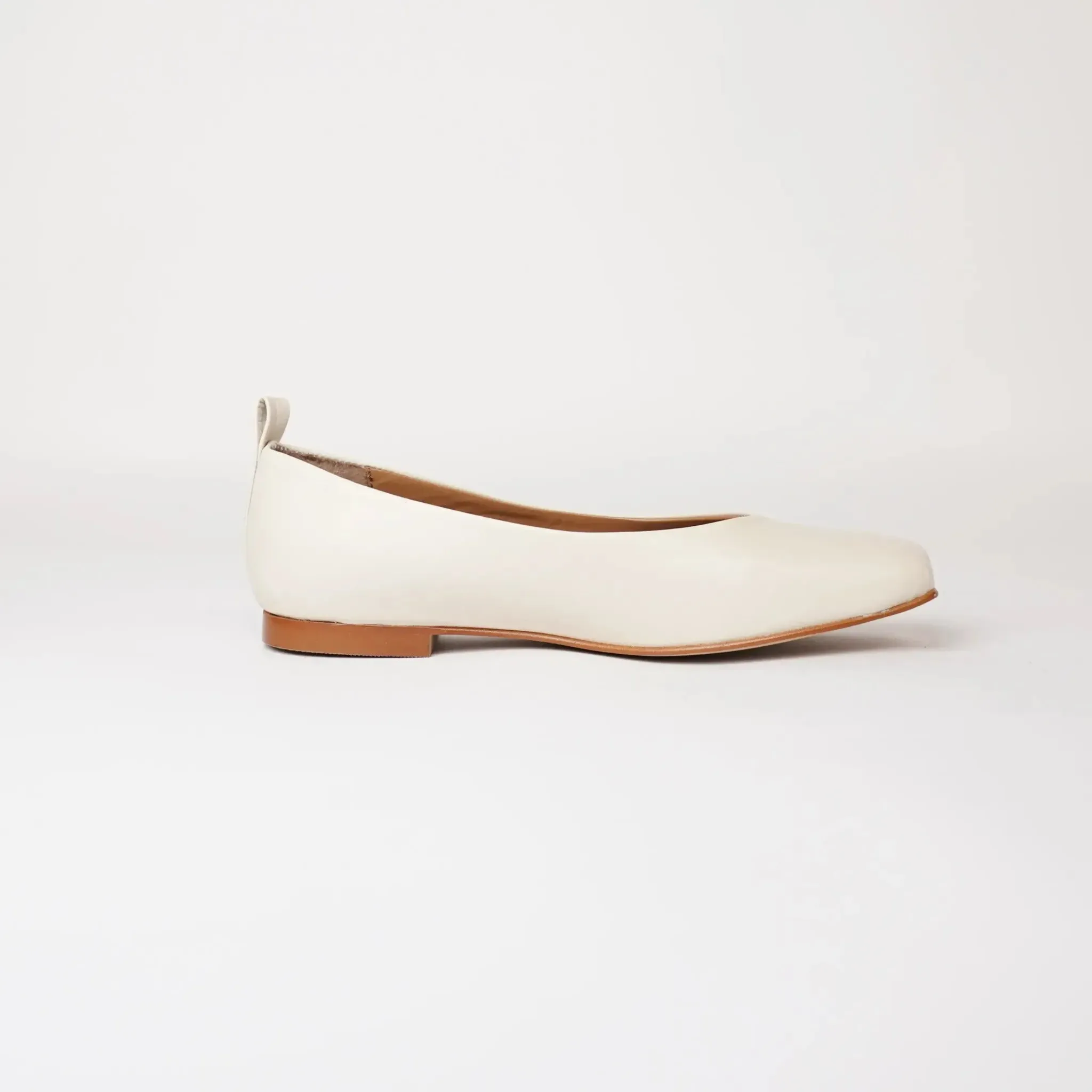 Mirri Ivory Leather Ballet Flats