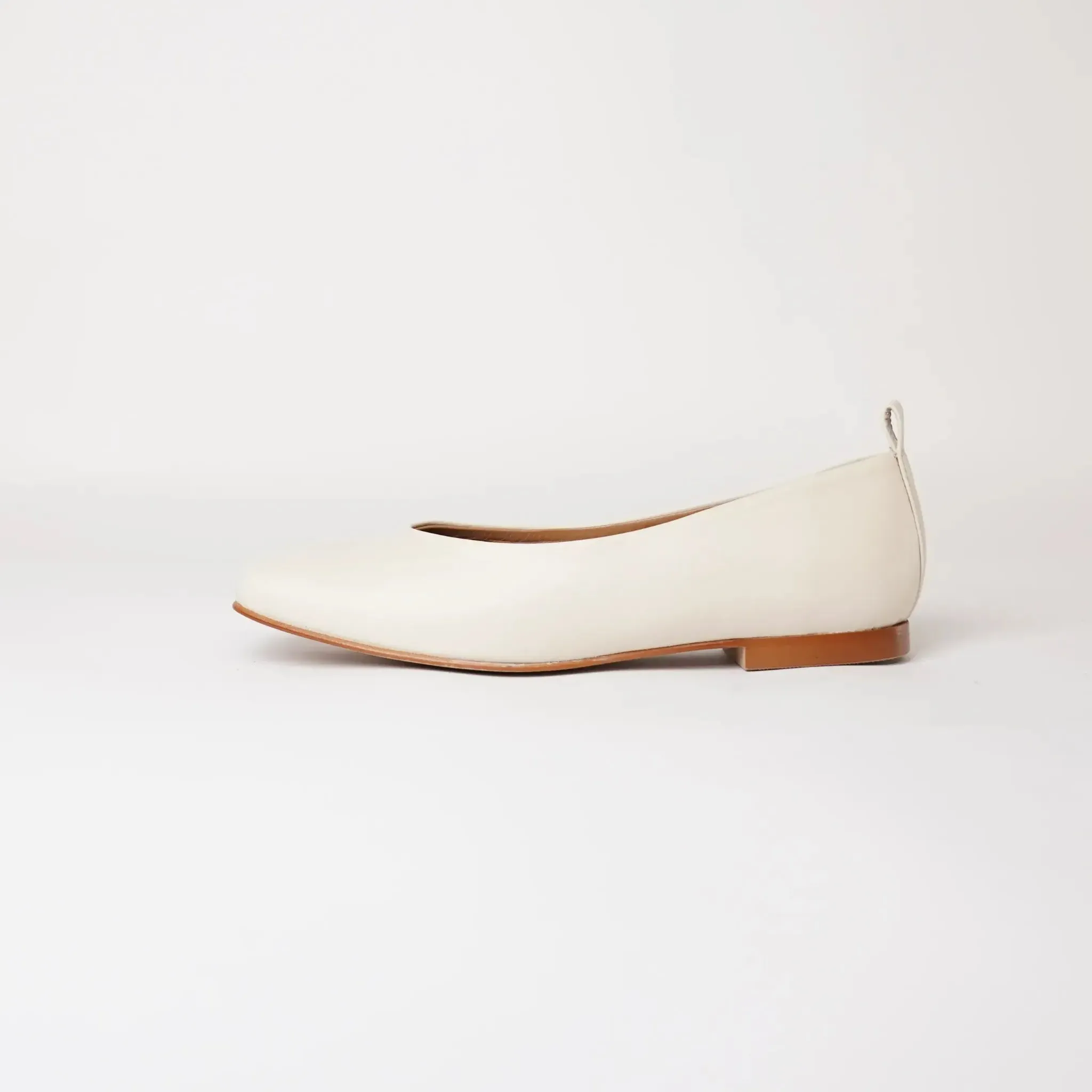 Mirri Ivory Leather Ballet Flats