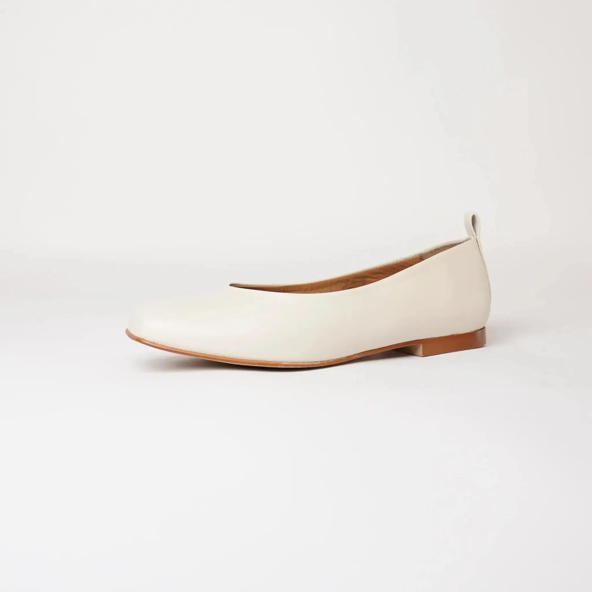 Mirri Ivory Leather Ballet Flats