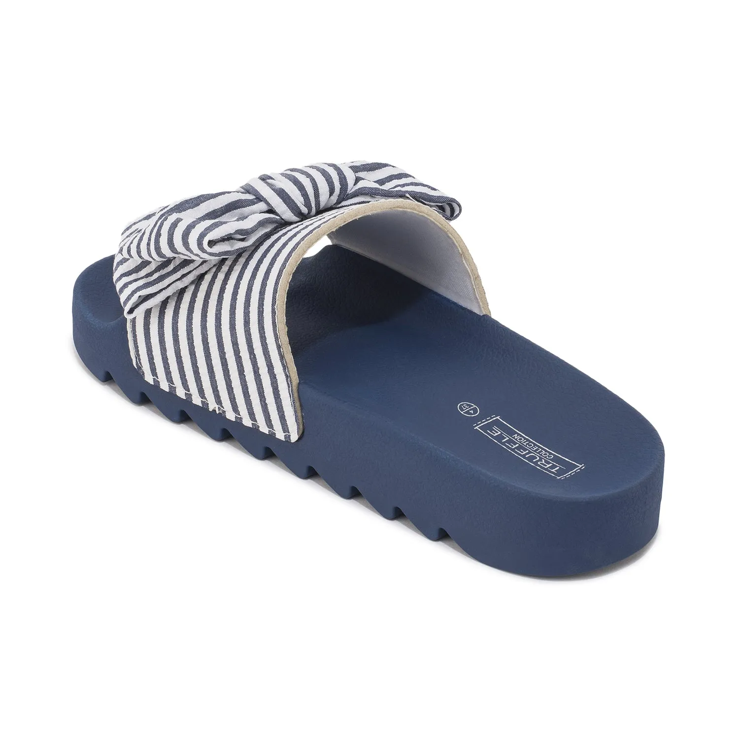 Navy Gingham Chunky Flat Mule