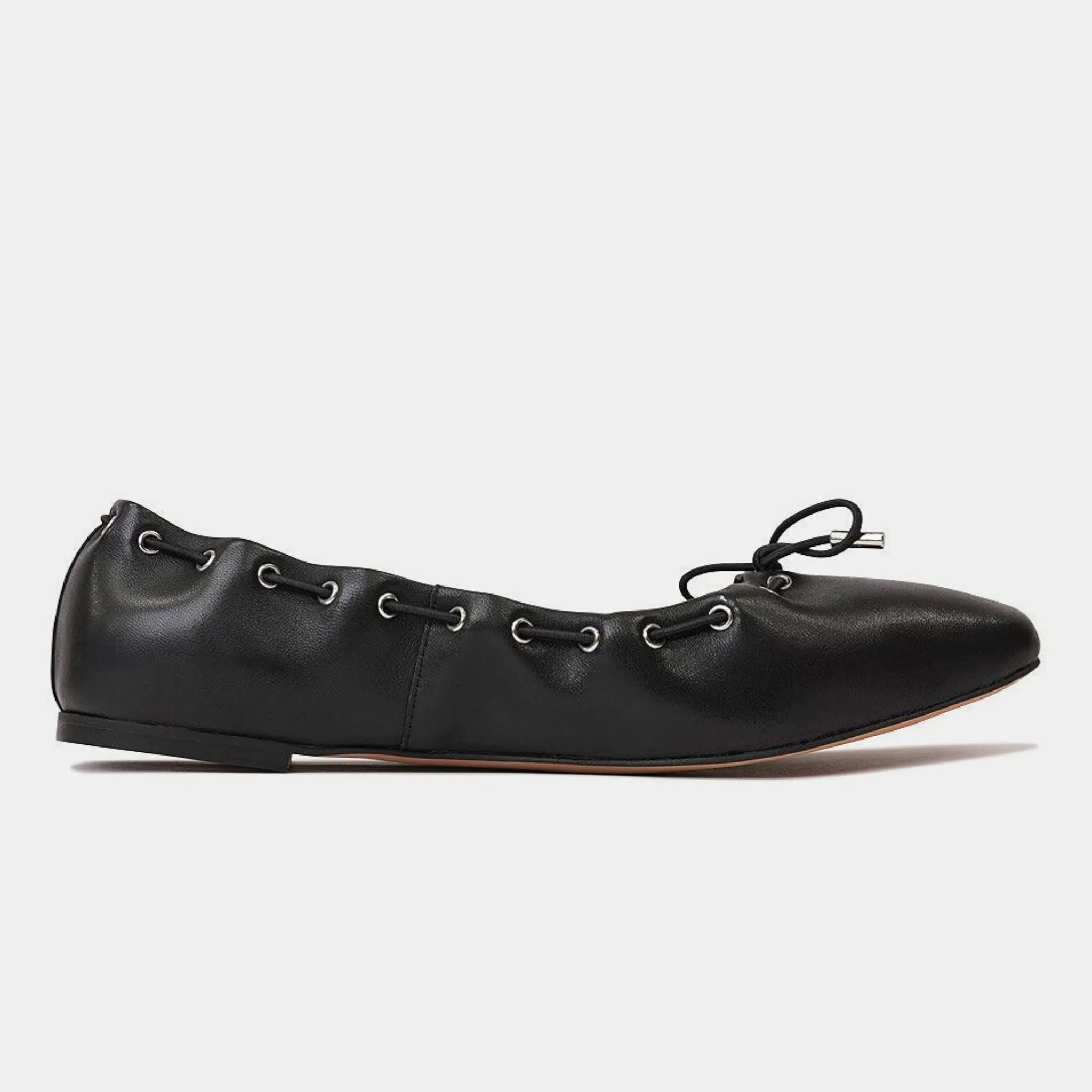 Niseya Black Leather Ballet Flats