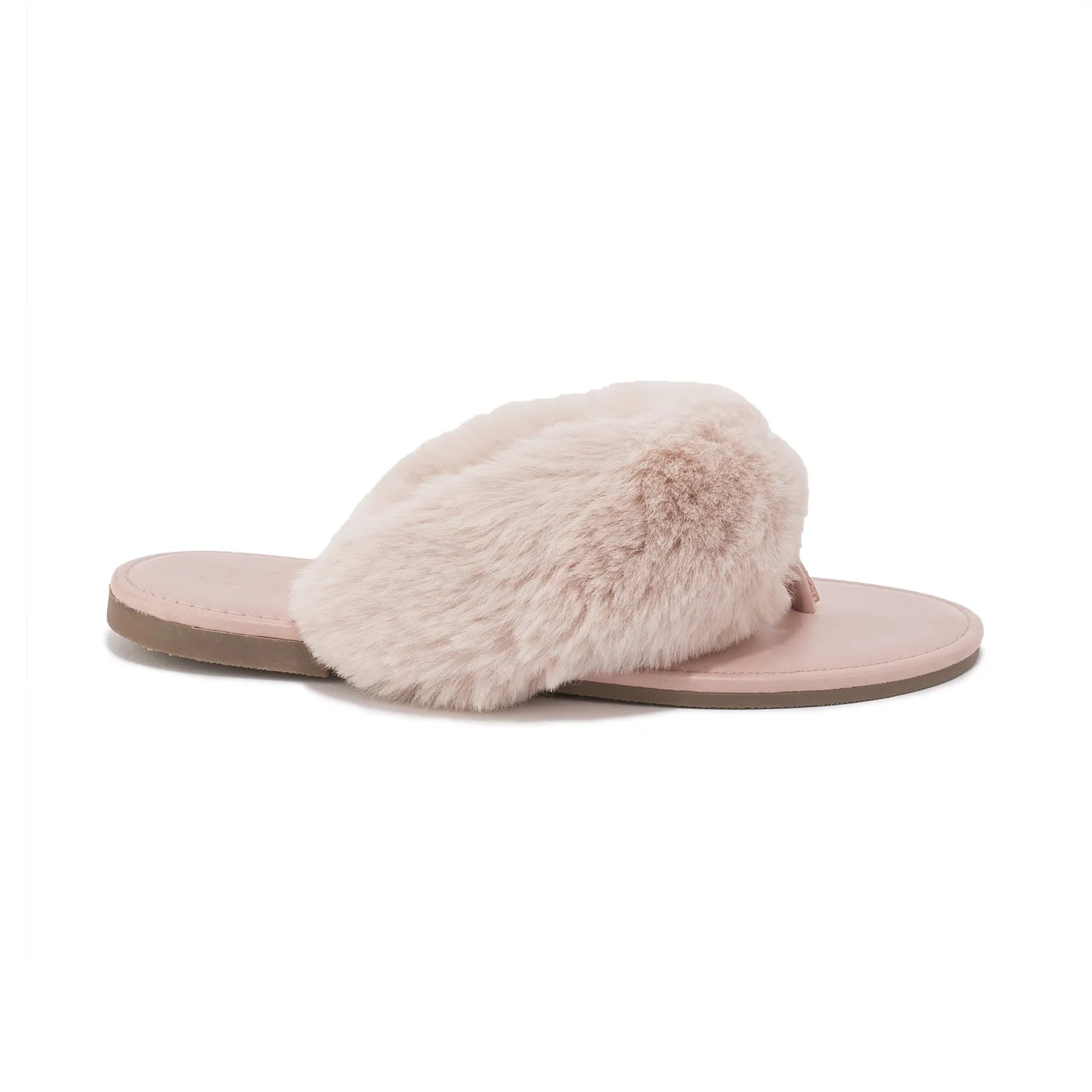 Nude Fur Flat Toe Thong Sandal