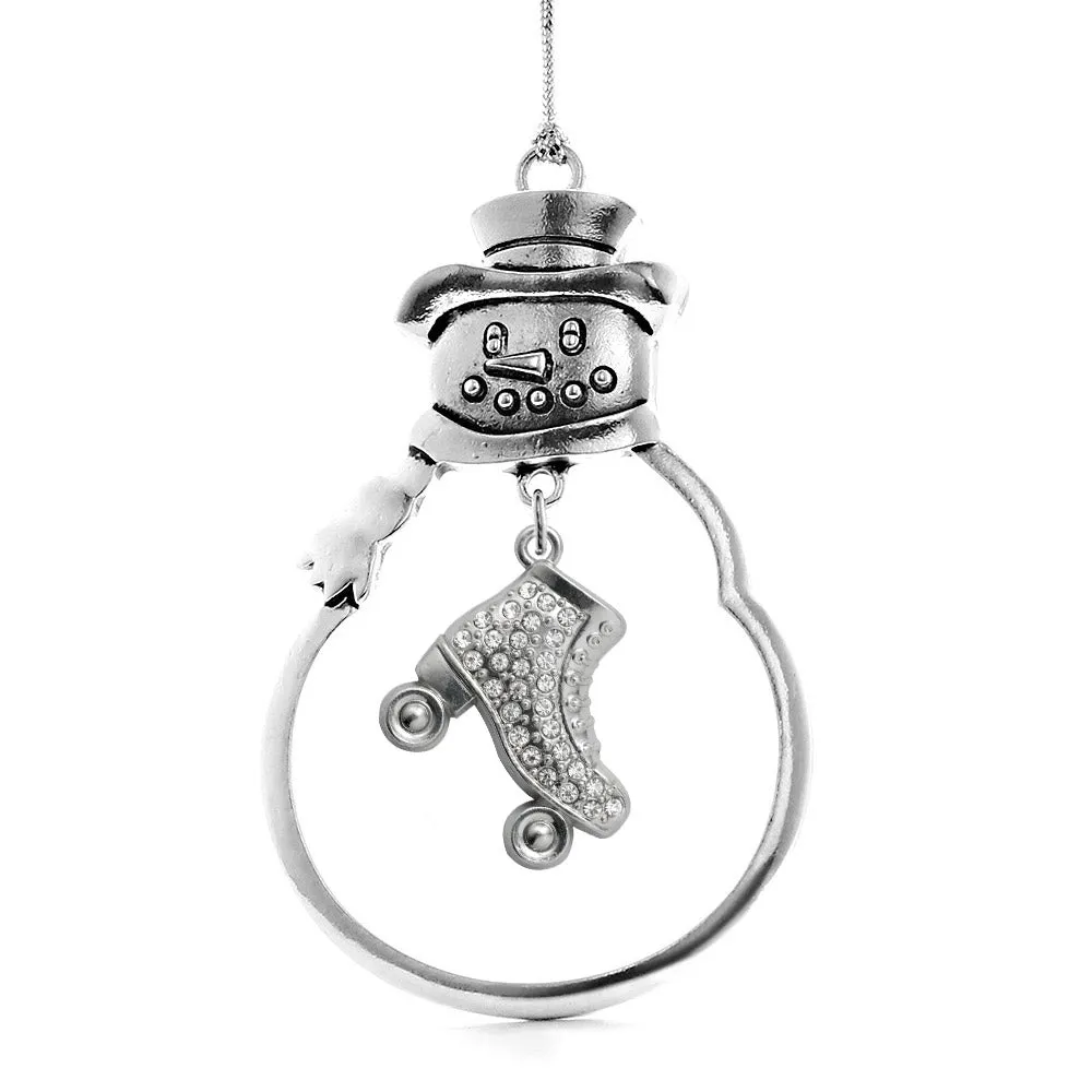 Silver Roller Skate Charm Snowman Ornament