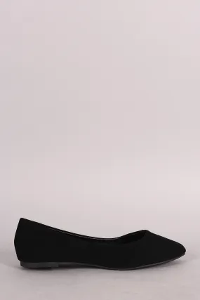 Soda Nubuck Pointy Toe Slip On Ballet Flat