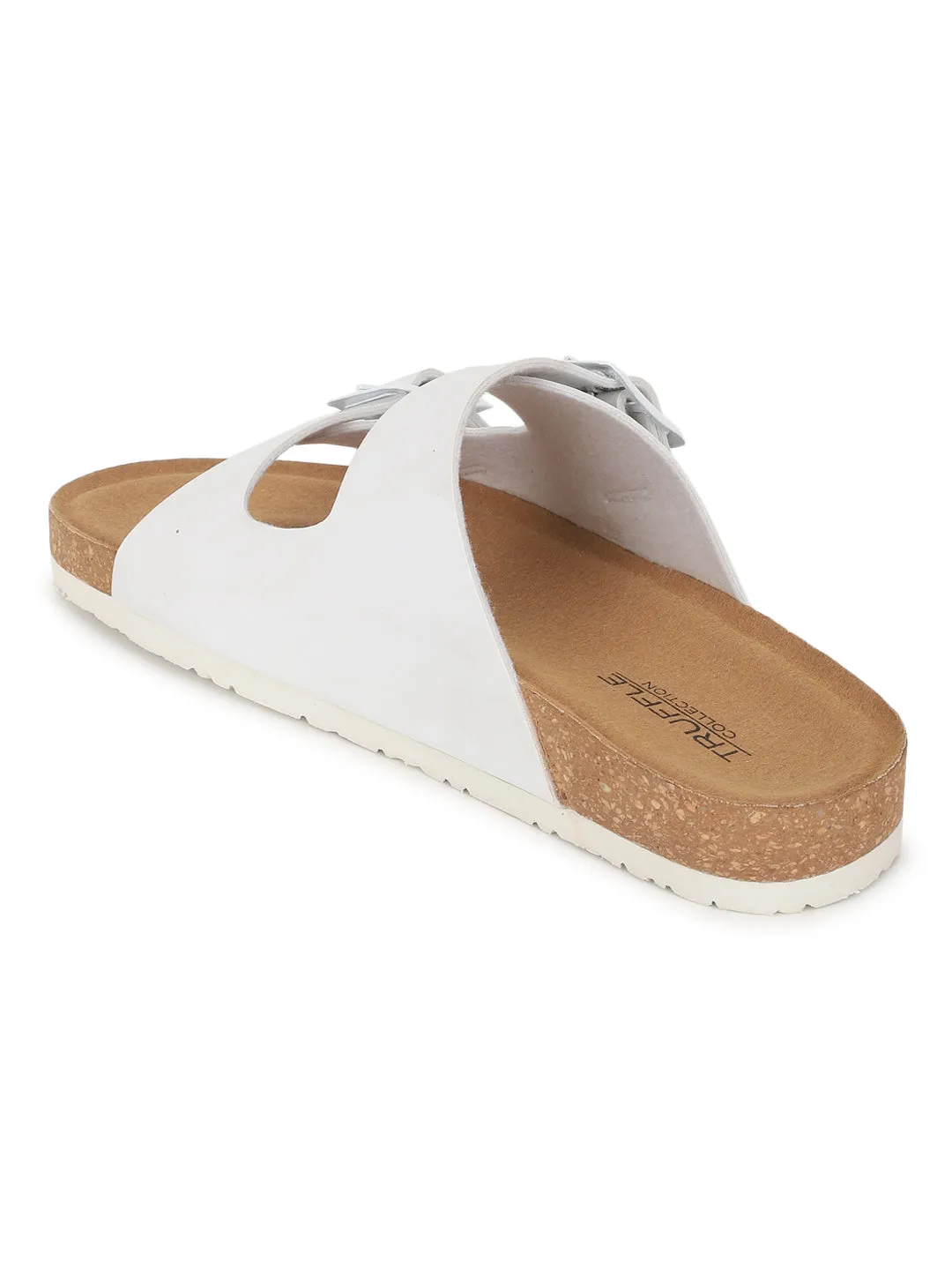 White PU Cork-Latex Footbed Flats (TC-070203-WHT)