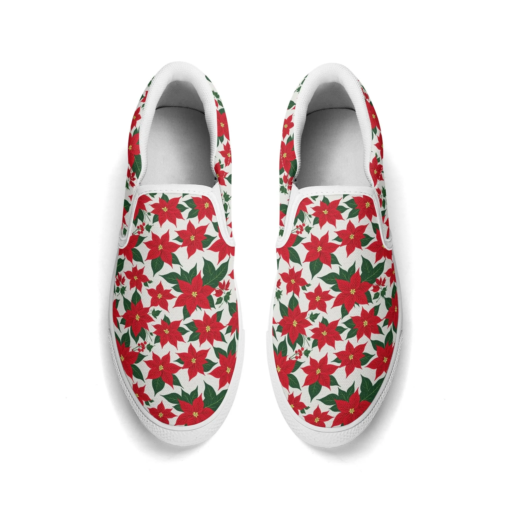 Womens Poinsettia Floral Rubber Slip On Shoes