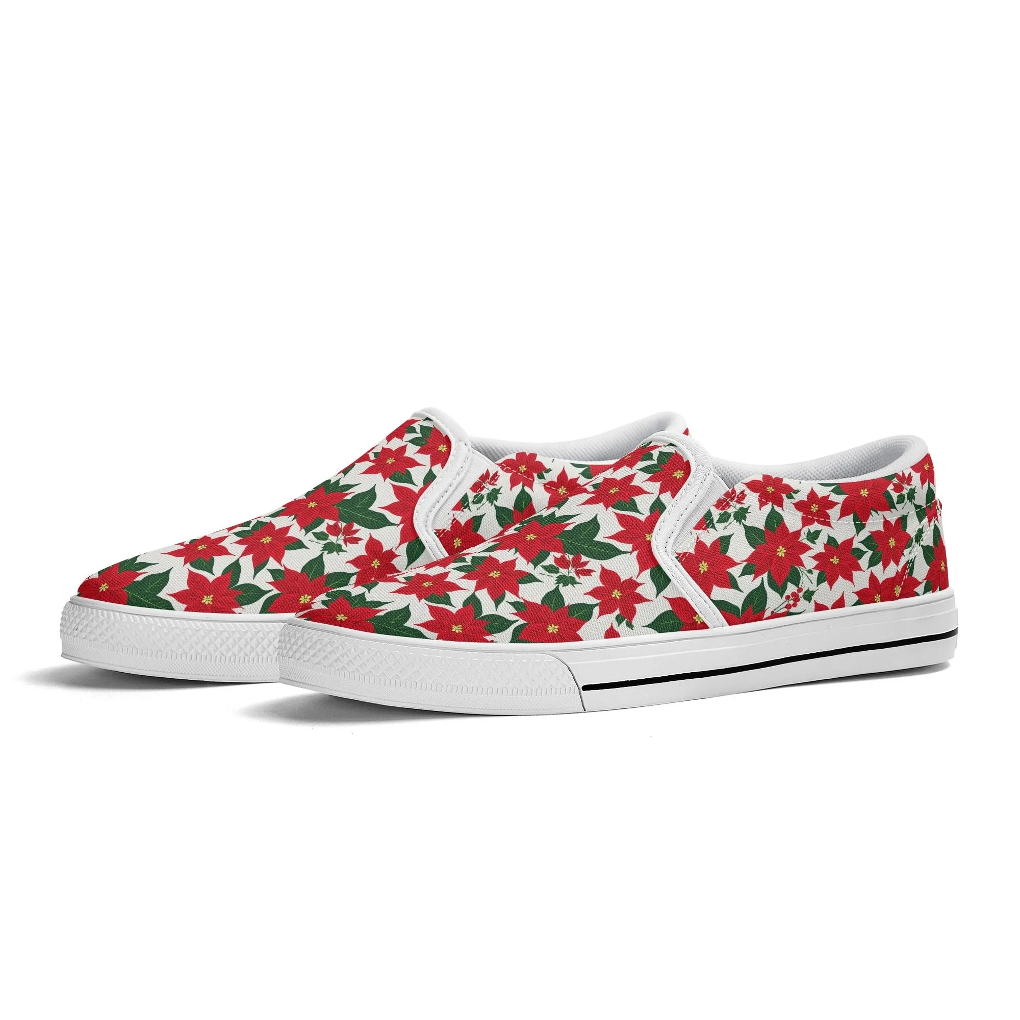 Womens Poinsettia Floral Rubber Slip On Shoes