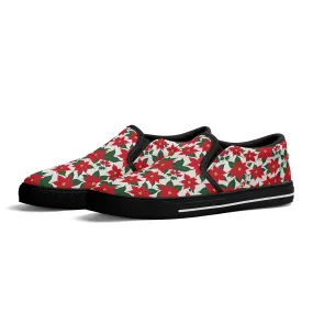 Womens Poinsettia Floral Rubber Slip On Shoes