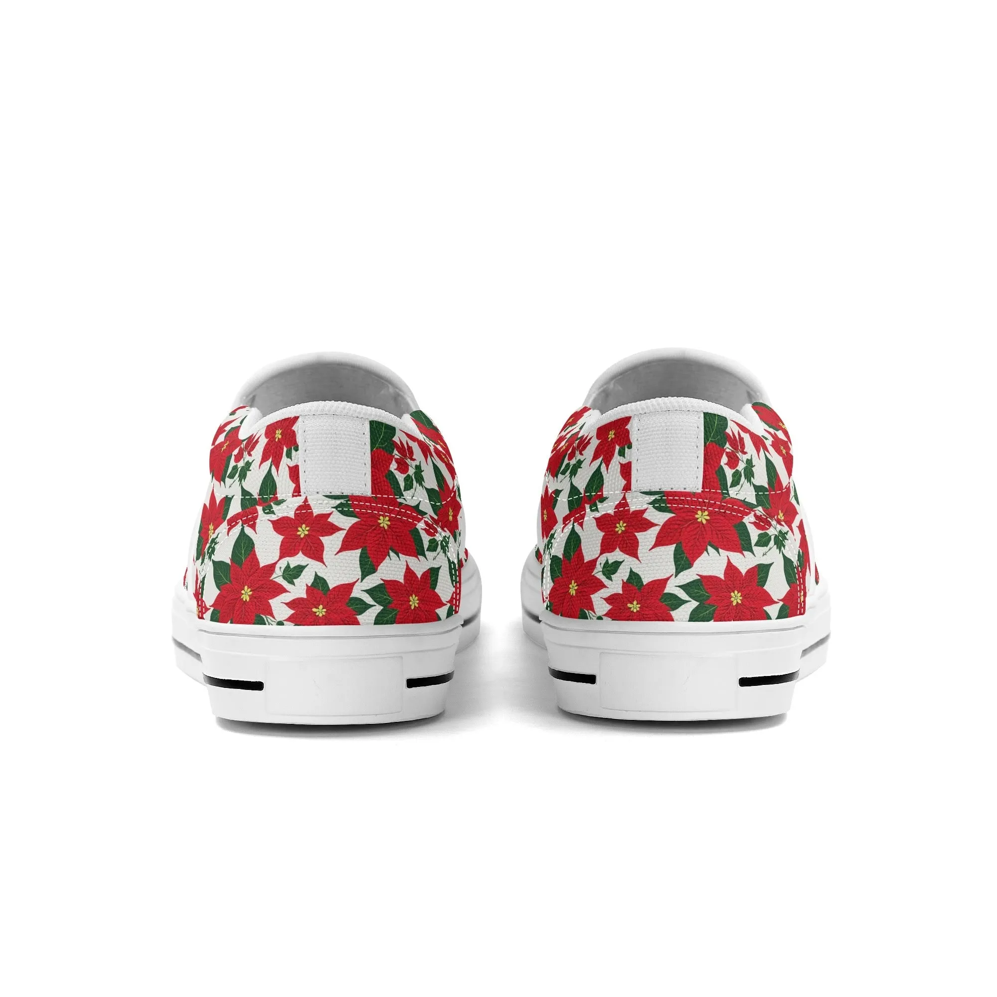 Womens Poinsettia Floral Rubber Slip On Shoes