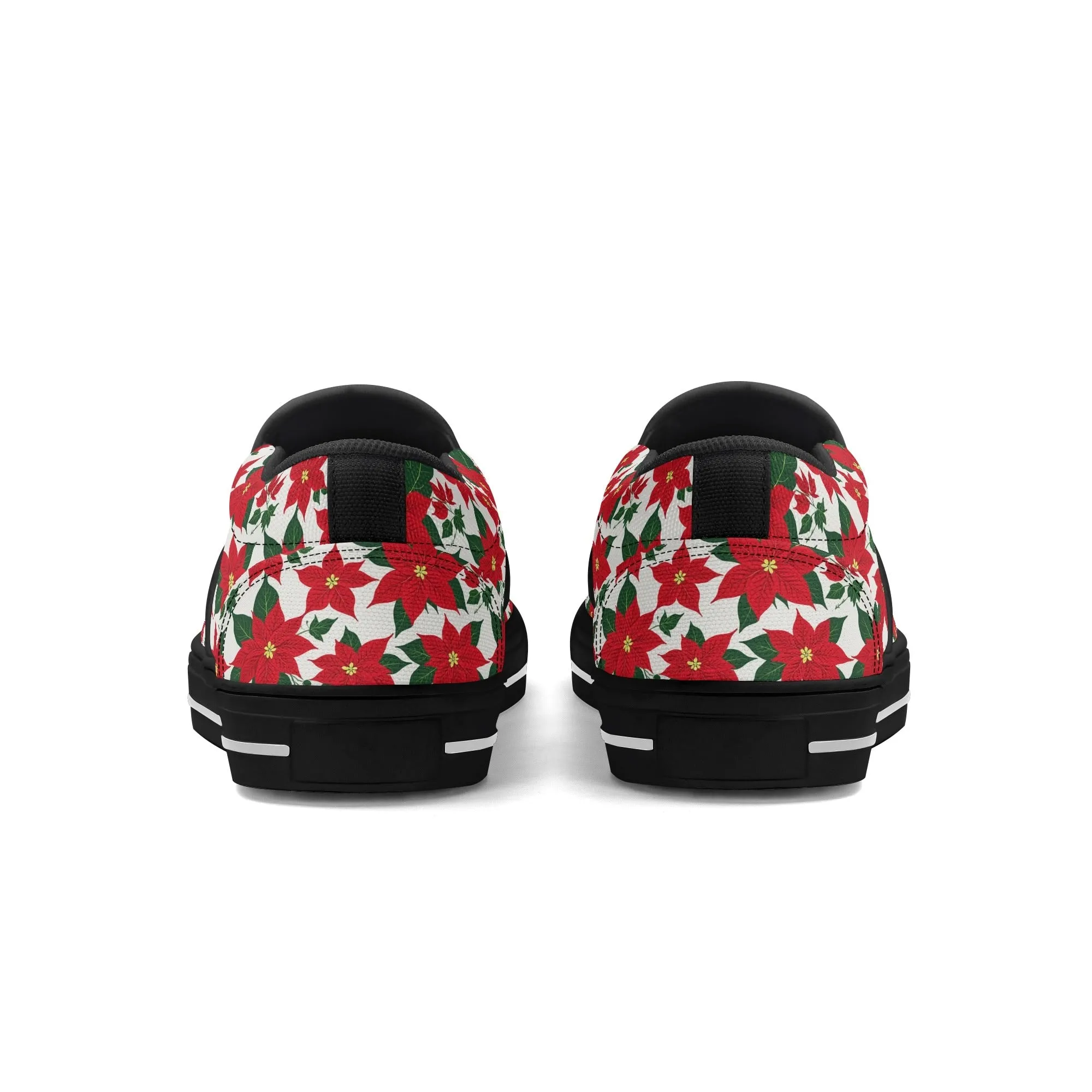 Womens Poinsettia Floral Rubber Slip On Shoes