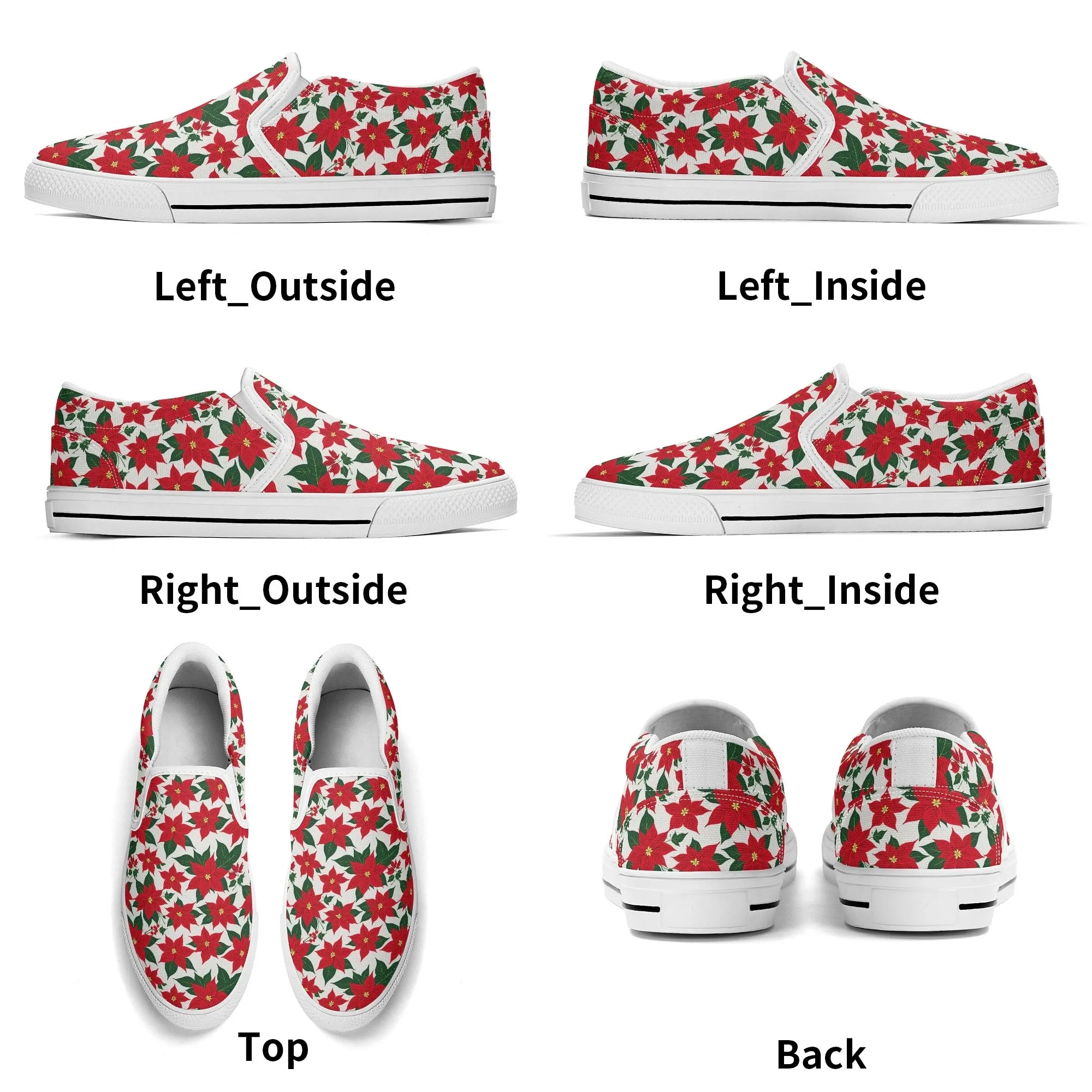 Womens Poinsettia Floral Rubber Slip On Shoes