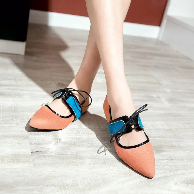 Women's Pointed Toe Color Block Flats Shoes