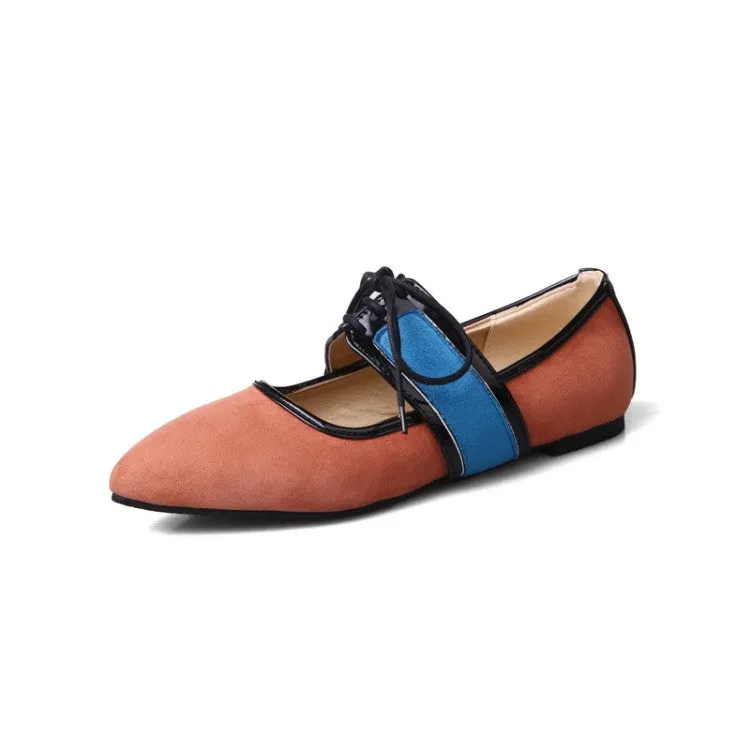 Women's Pointed Toe Color Block Flats Shoes