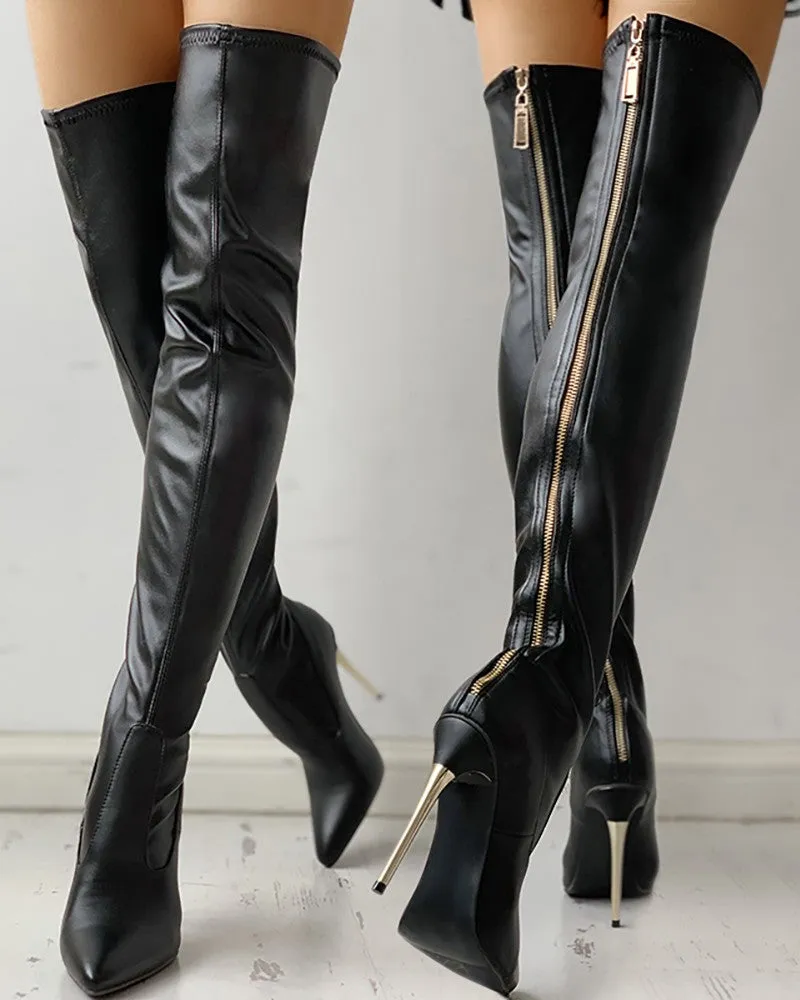 Zina Unzip Me Thigh High Boots